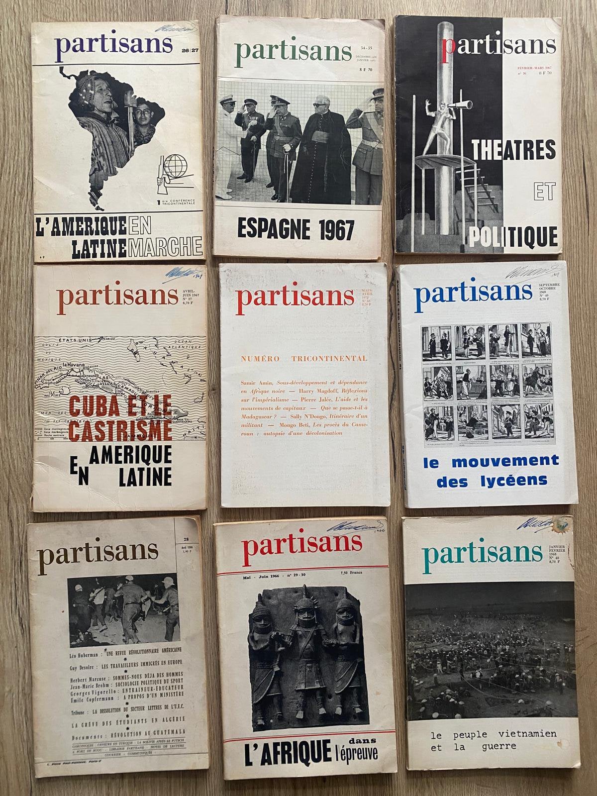 Vintage Partisans tijdschriften jaren 60 – 9 stuks | France, Ophalen of Verzenden, Gelezen, Overige typen