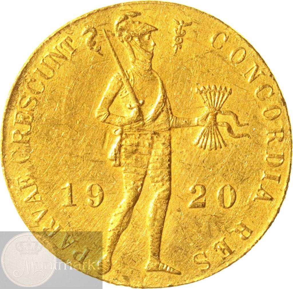 Nederland - Gouden dukaat 1920, Koningin Wilhelmina, Losse munt, Goud, Overige waardes