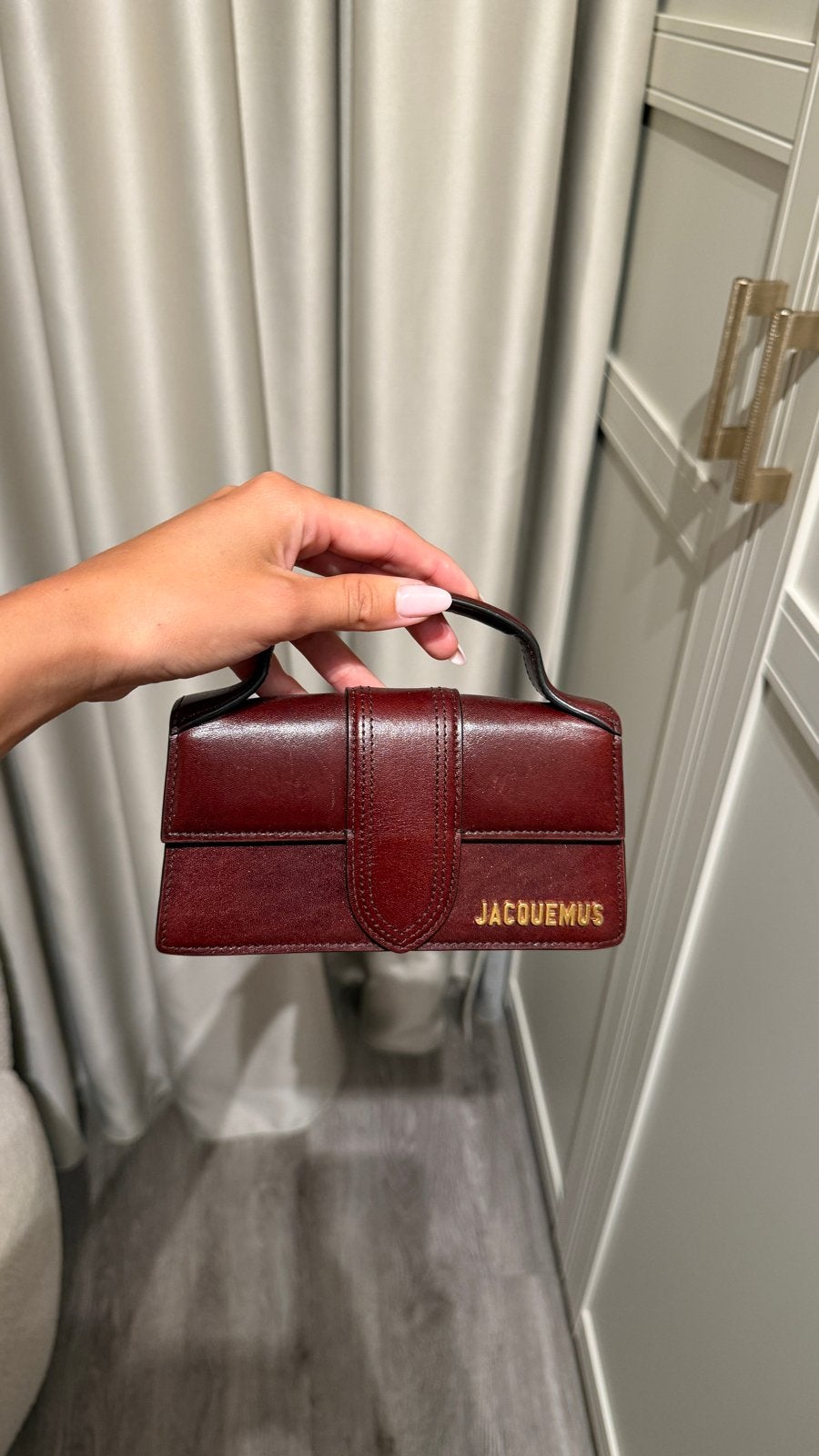 Jacquemus Le Chiquito Mini Tas - Bordeauxrood, Ophalen of Verzenden, Zo goed als nieuw, Bruin, Avondtasje