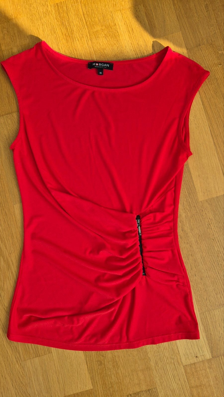 Morgan rood mouwloos topje met rits XS, Zo goed als nieuw, Zonder mouw, Maat 34 (XS) of kleiner, Rood