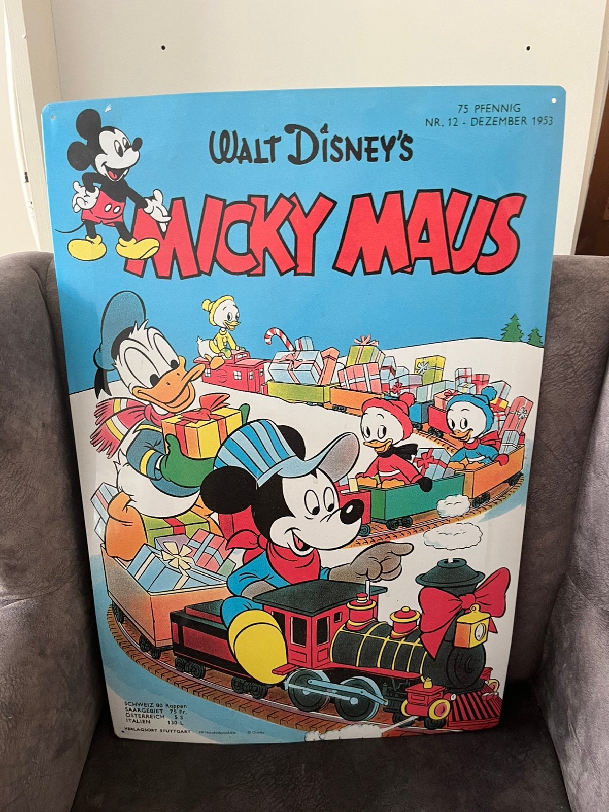 Metalen bord uit 1953 Disney, Eén comic, Europa, Ophalen of Verzenden, Zo goed als nieuw