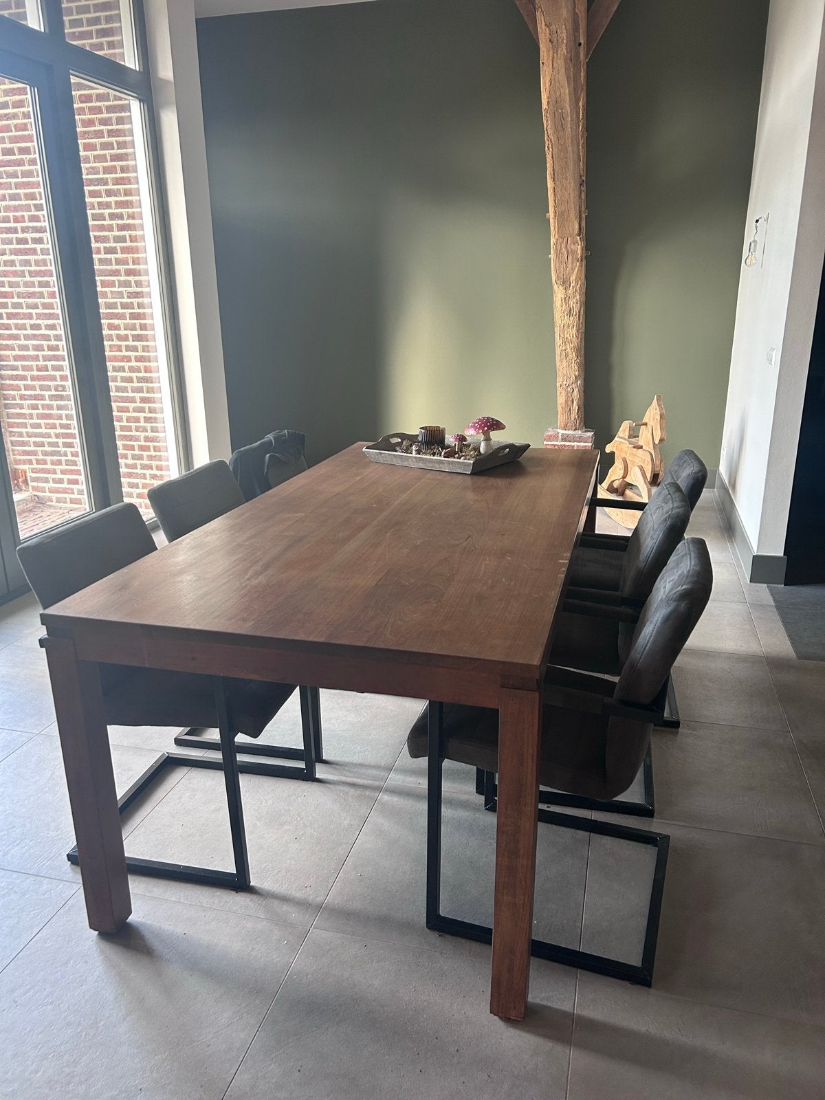 Eettafel met 6 stoelen, Ophalen, 100 tot 150 cm, Teakhout, 200 cm of meer