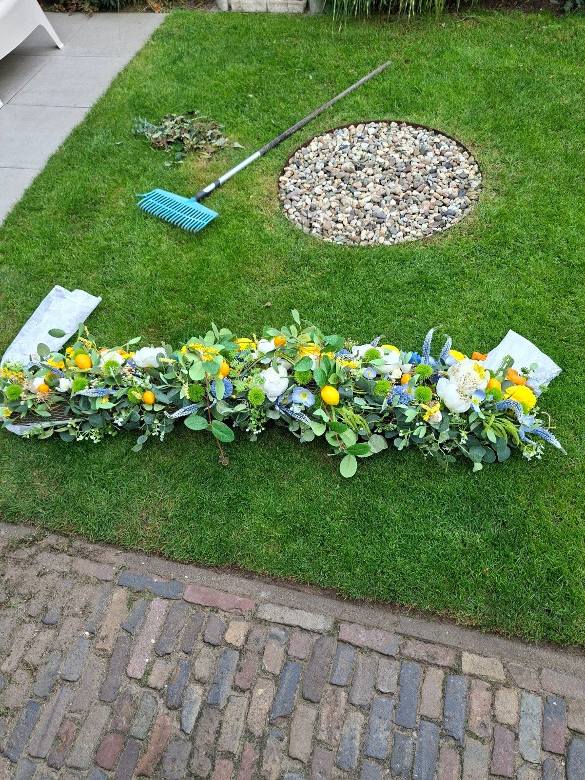 Decoratieve Bloemenslinger met Citroenen en Groen, Ophalen, Versiering