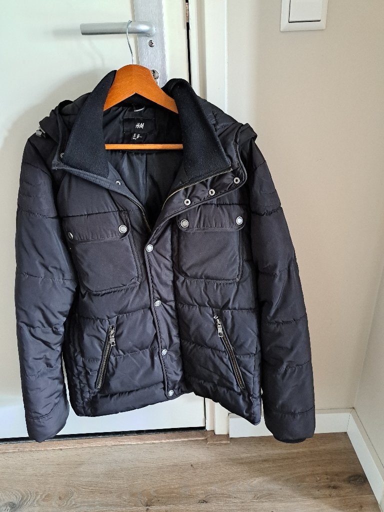 Winterjas, zwart, heren, maat L, Ophalen, Maat 52/54 (L), Zwart, Zo goed als nieuw