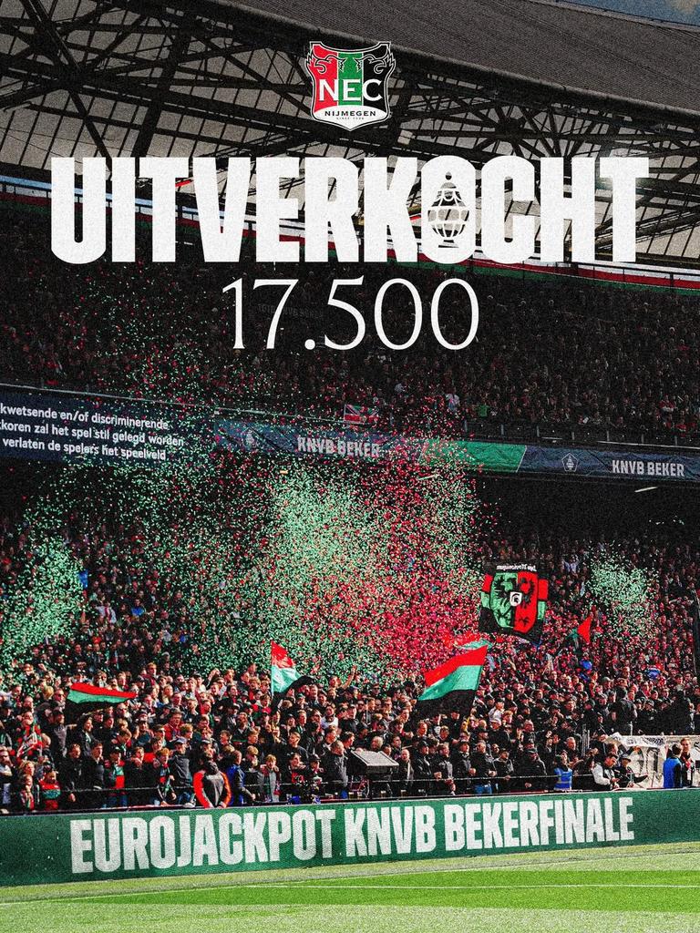 [GEZOCHT] Twee kaarten bekerfinale AZ - NEC, Tickets en Kaartjes, Twee personen, April