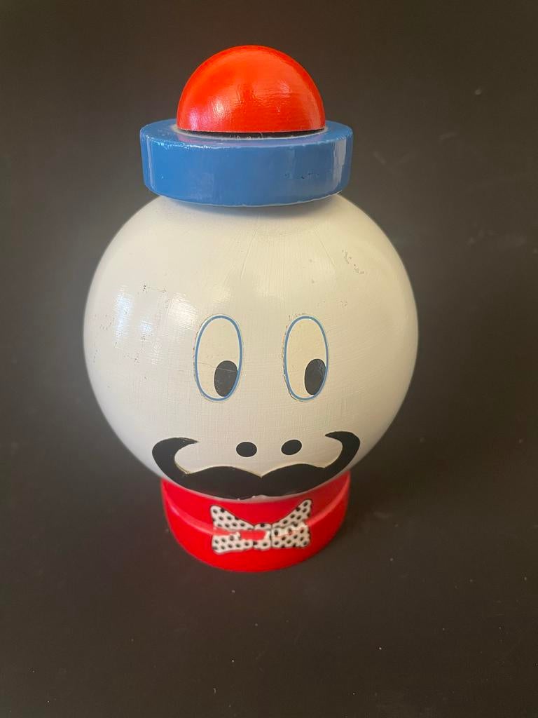 Frans 60er jaren kinder spaarpot compleet met sleutel., Ophalen of Verzenden