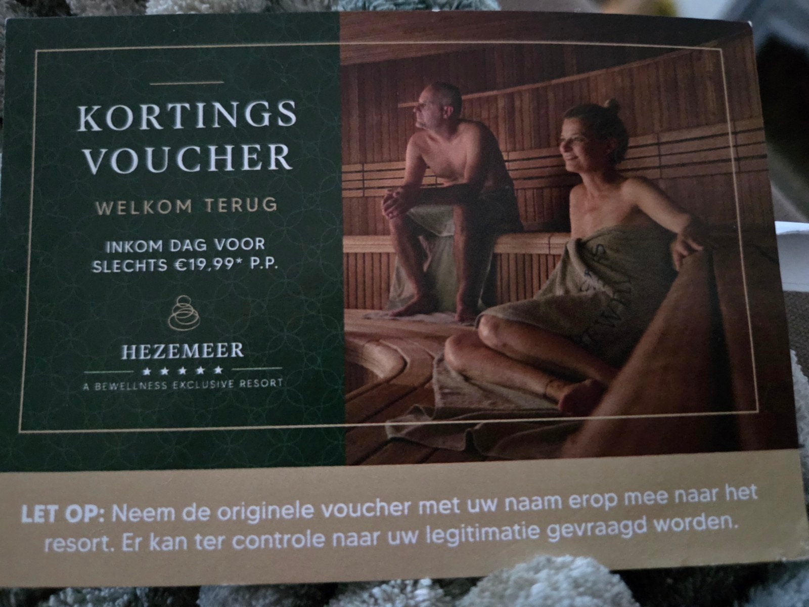 2 maal entree  sauna Heezemeer, Tickets en Kaartjes, Eén persoon, Cadeaubon, Spa of Sauna