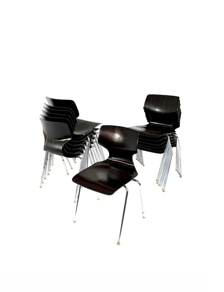 Partij van 13x Pagwood stapelstoelen, Flötotto ‘70, Ophalen of Verzenden, Zo goed als nieuw, Vijf, Zes of meer stoelen, Hout