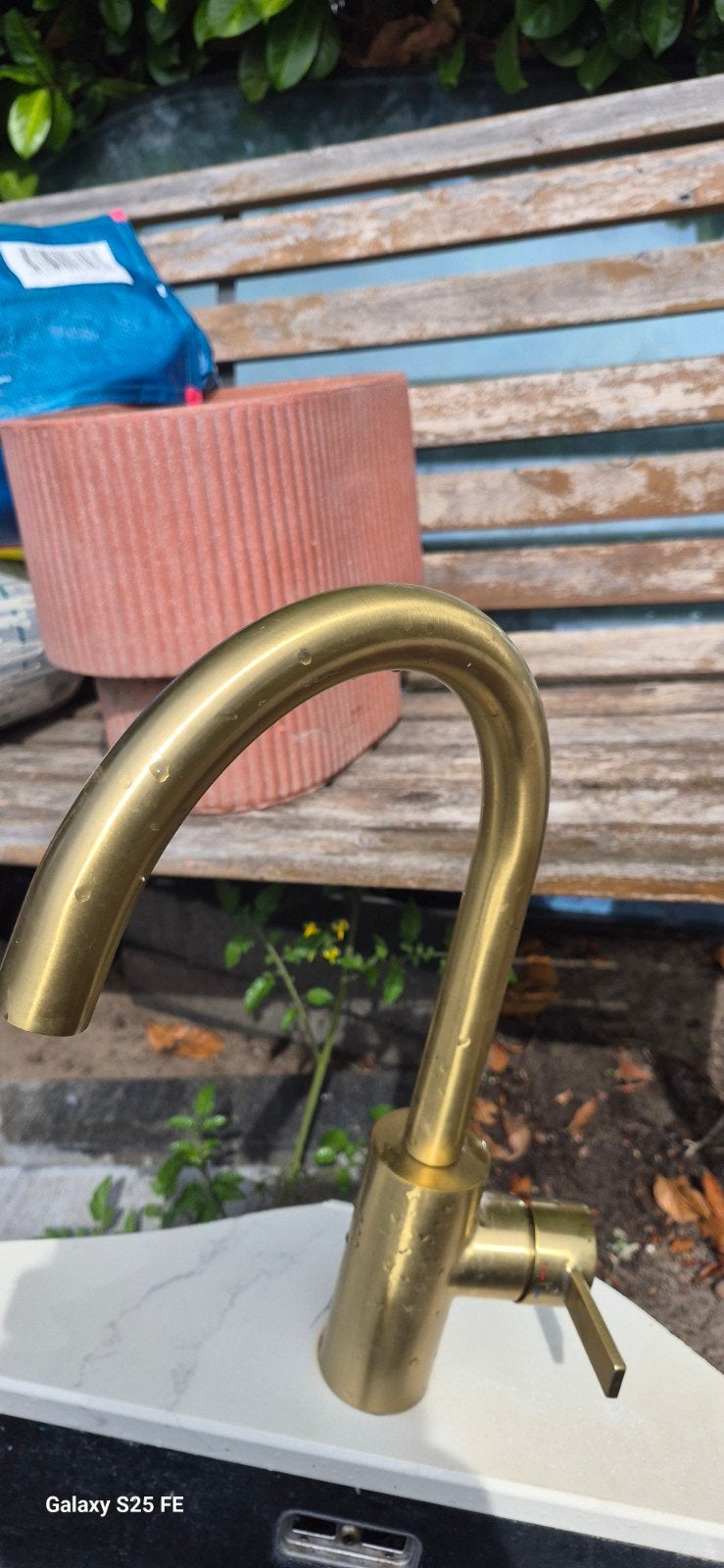 Gouden Kraan - Stijlvol en Modern, Doe-het-zelf en Verbouw, Sanitair, Ophalen of Verzenden, Zo goed als nieuw, Koper, Kraan