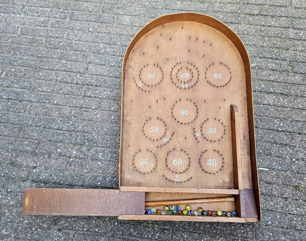 Prachtige oud. antieke knikkerbaan 75.5x46 cm, Antiek en Kunst, Ophalen of Verzenden