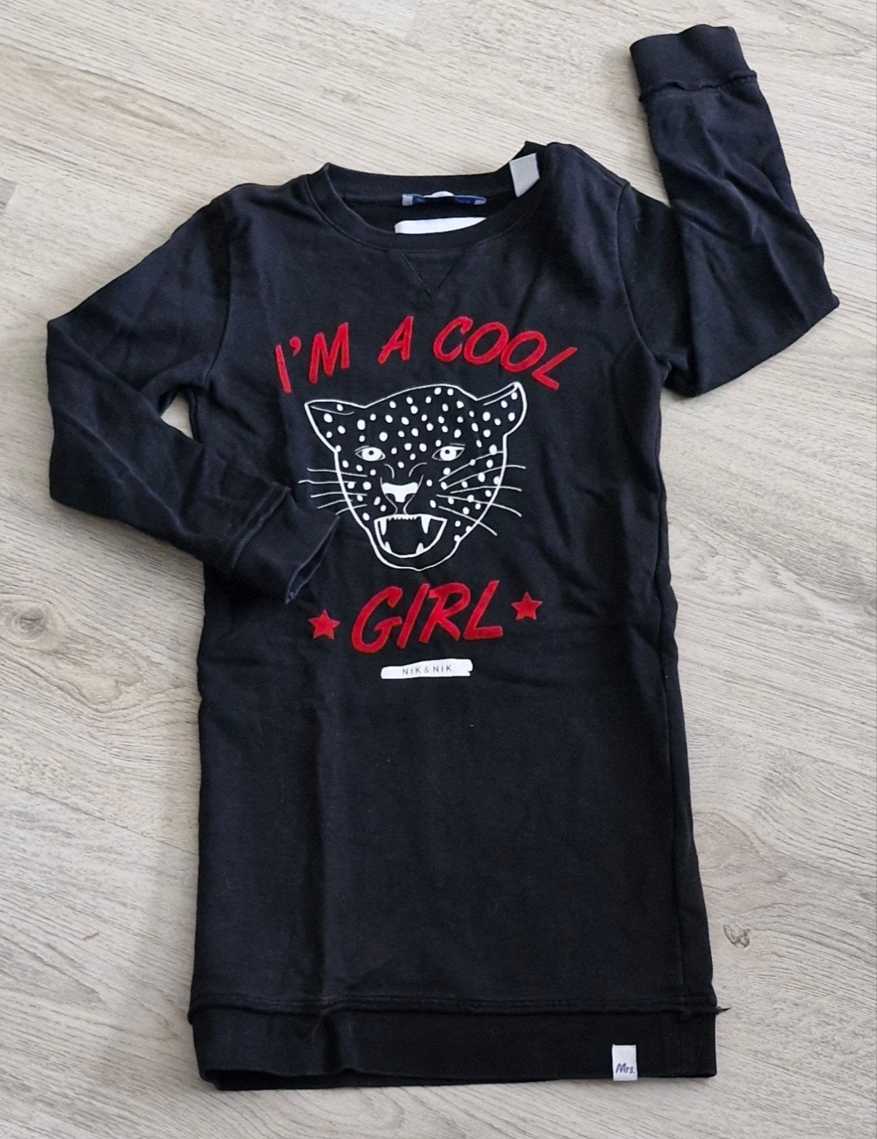 Nik&Nik Jurk 'I'm a Cool Girl' Zwart, Kinderen en Baby's, Gebruikt, Nikanik, Meisje, Ophalen of Verzenden