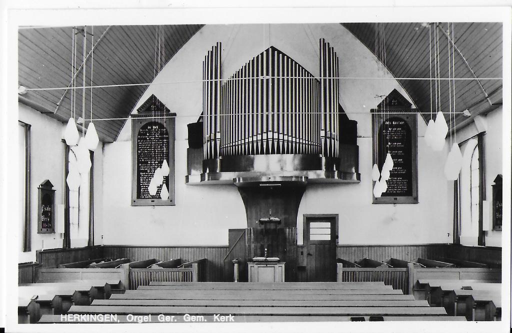 Herkingen orgel van ger gem kerk oude ansichtkaart ( 3068 ), Ophalen of Verzenden, 1960 tot 1980, Ongelopen, Noord-Brabant