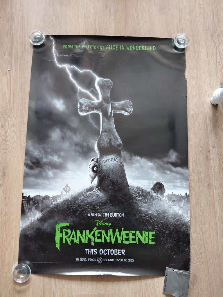 Originele bioscoopposter Disney / Tim Burton Frankenweenie, Verzamelen, Posters, Gebruikt, Film en Tv, Deurposter of groter, Rechthoekig Staand