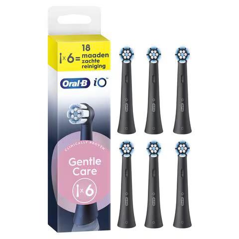Oral-B iO Gentle Care Zwarte Opzetborstels 6 stuks, Ophalen, Nieuw, Opzetborstel