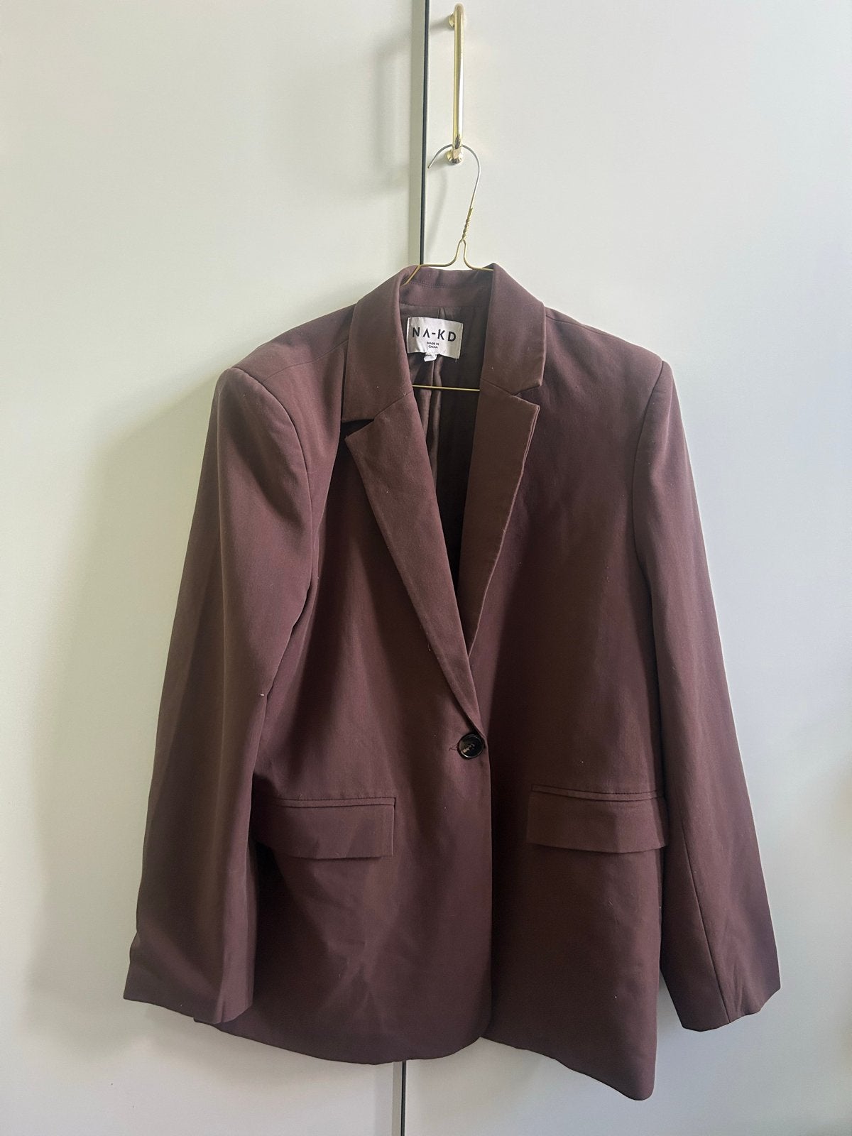 NA-KD Oversized Blazer Maat 34 (XS) - Bruin, Kleding | Dames, Bruin, Ophalen of Verzenden, Zo goed als nieuw, Jasje