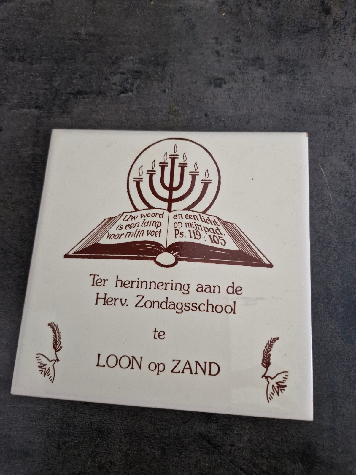 Tegel 15x15 cm - Herv. Zondagsschool Loon op Zand, Antiek en Kunst, Ophalen of Verzenden
