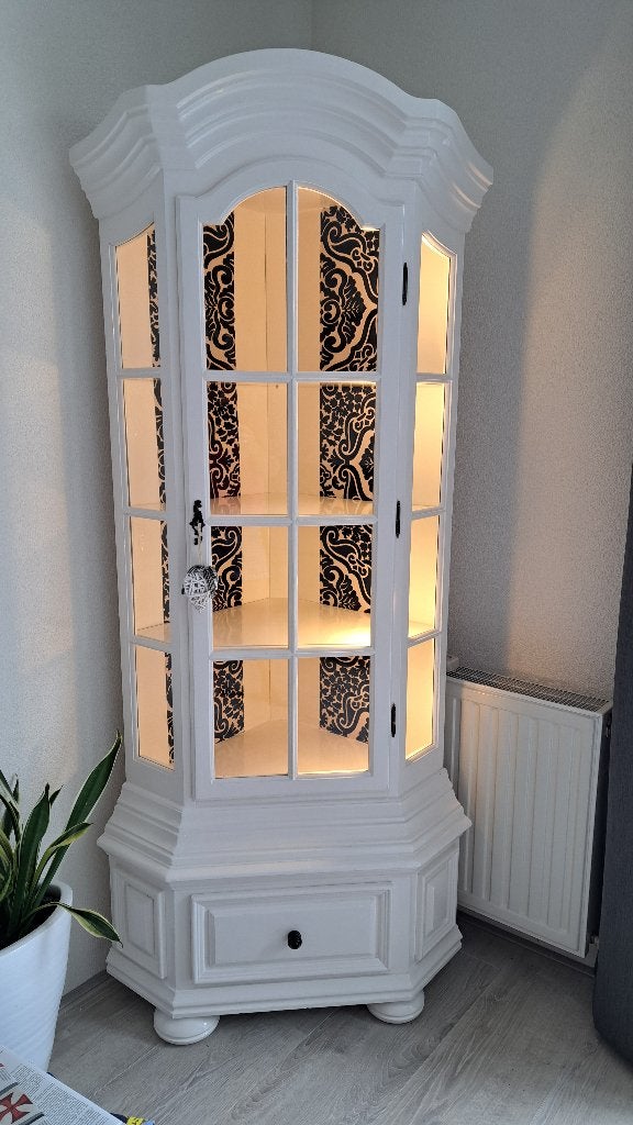 Sfeervolle hoekkast met verlichting en lade, Ophalen, Gebruikt, Met deur(en), 50 tot 100 cm