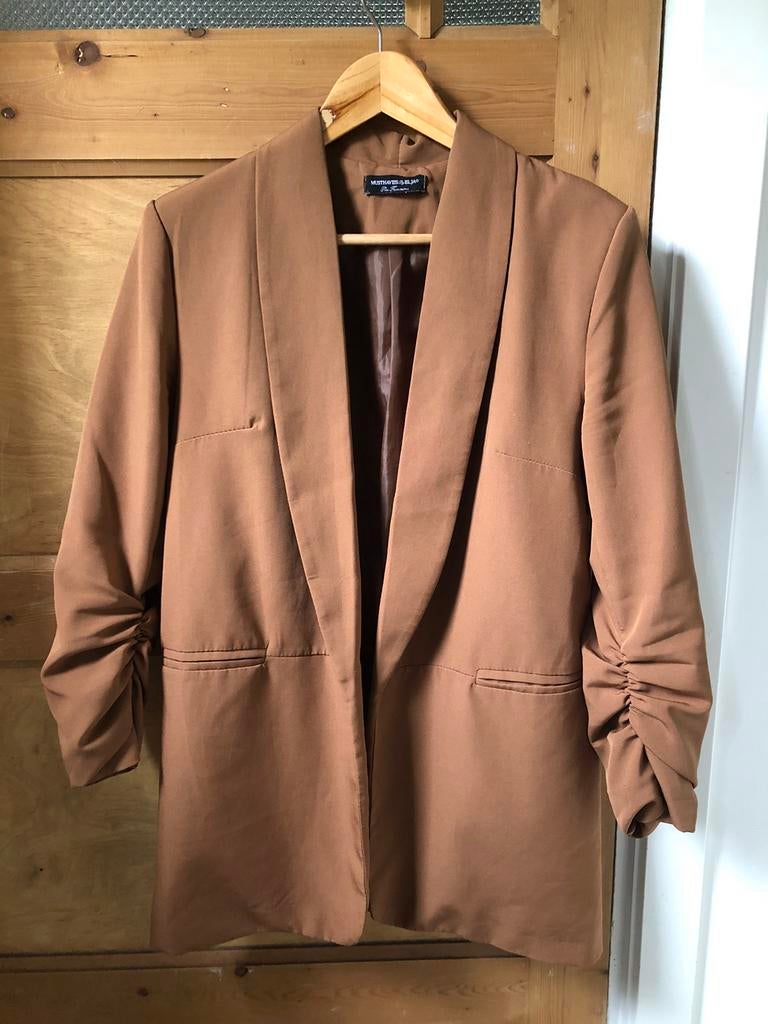Mokka kleur colbert jasje mt. L (ongeveer 38/40), Kleding | Dames, Ophalen of Verzenden, Zo goed als nieuw, Maat 38/40 (M)