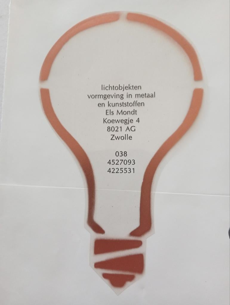 Els Mondt kunstzinnig sample visitekaartje Zwolle 1998, Ophalen of Verzenden
