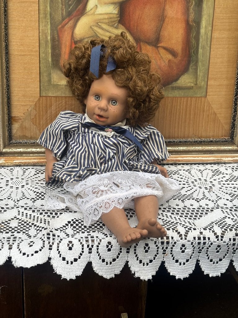 Vintage pop blauwe gestreepte jurk, Ophalen of Verzenden, Gebruikt, Pop
