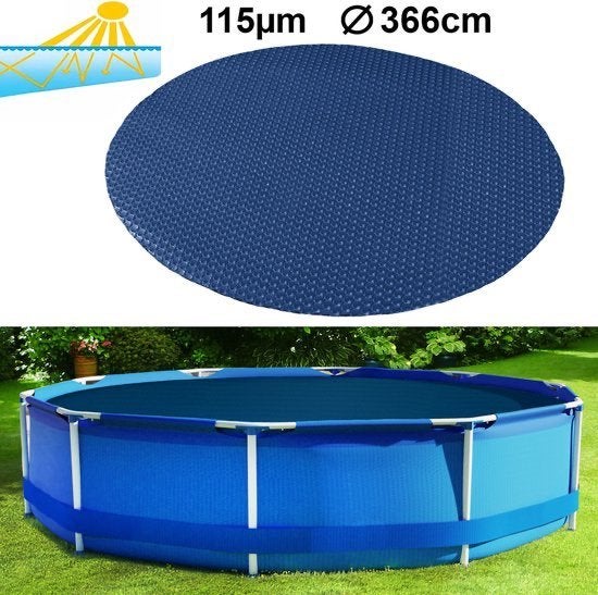 W'eau solar cover rond - 366 cm (zeilmaat 351) - Zwart/Blauw, Ophalen of Verzenden, Zo goed als nieuw, Afdekzeil