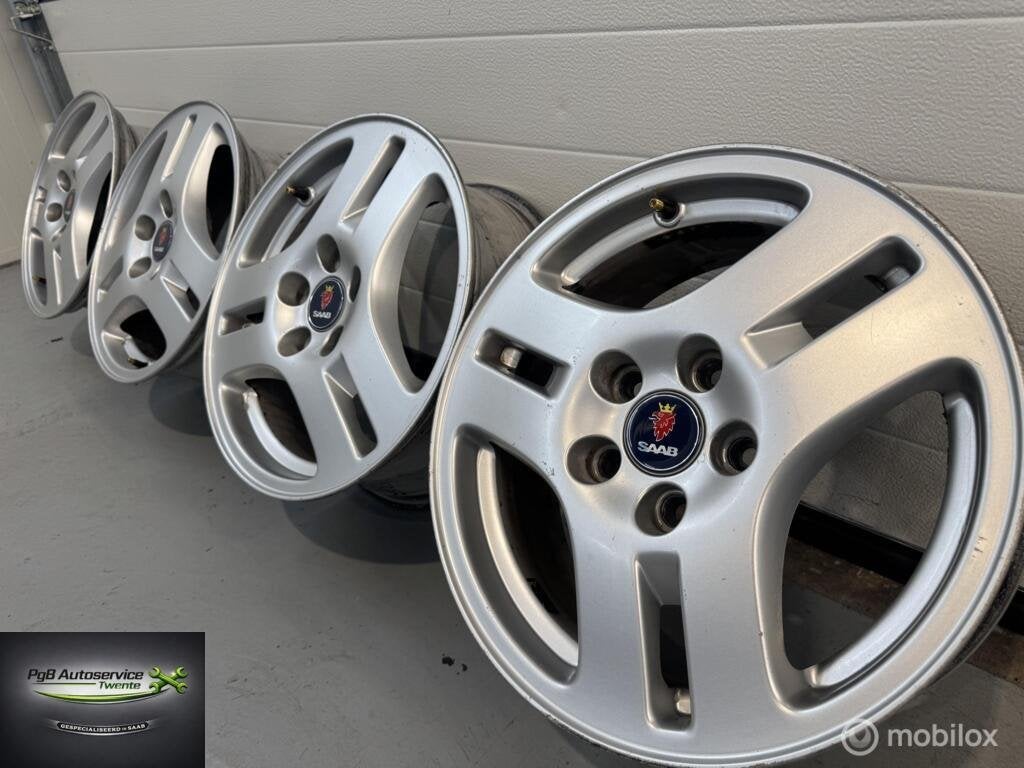 Saab 3 double spoke velgen 16” in nette staat, Auto-onderdelen, Banden en Velgen, Gebruikt, Velg(en), Ophalen of Verzenden