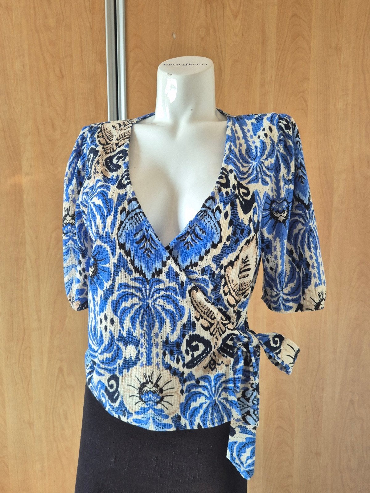 Cotton Club Blauwe Wrap Top maat L, Blauw, Maat 42/44 (L), Ophalen of Verzenden, Zo goed als nieuw