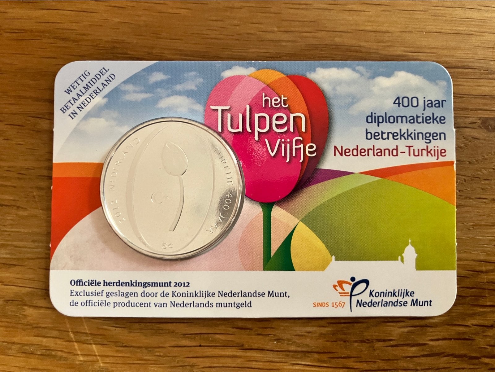 Het Tulpen Vijfje 2012 - 400 jaar Nederland-Turkije, Postzegels en Munten, Munten | Nederland, Ophalen of Verzenden, Koningin Beatrix