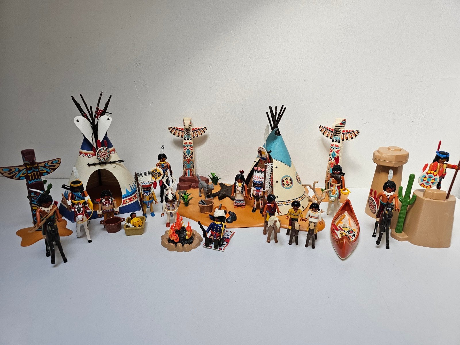 Playmobil Indianen 2 tenten en veel figuren western, Gebruikt, Complete set, Figuren, Historisch