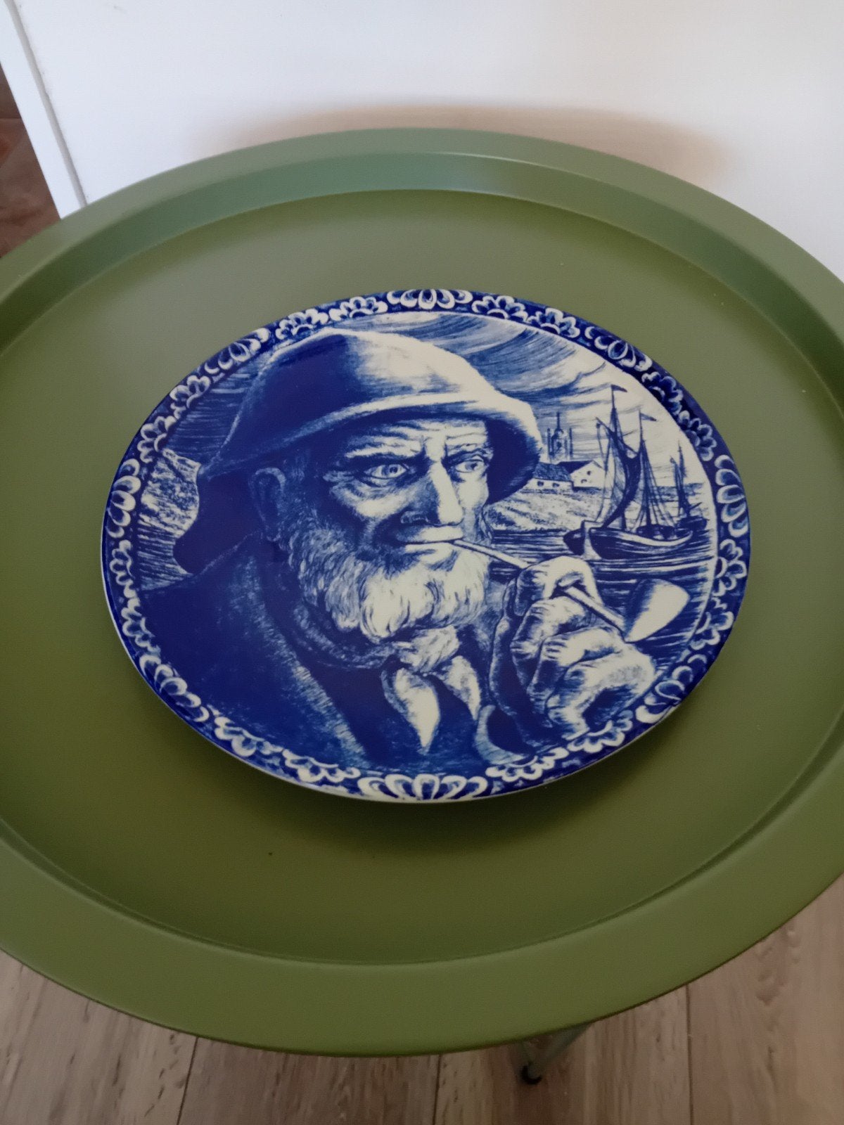 Boch La Louvière Delft wandbord 25cm visser, Ophalen of Verzenden