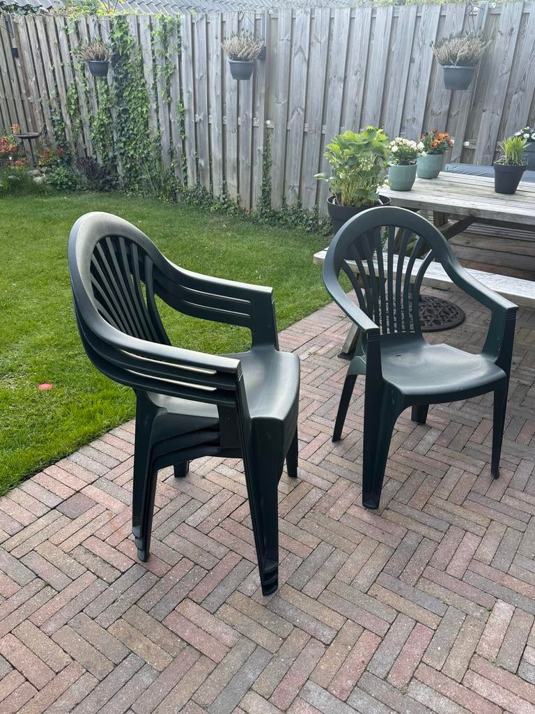 Kunststof stapelstoelen tuinstoelen, Ophalen, Gebruikt, Kunststof, Stapelbaar