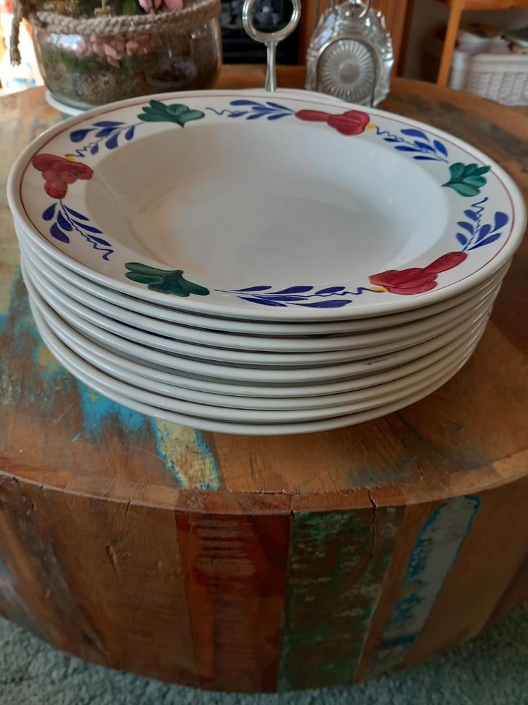 Boerenbont diepe borden 24 cm, Ophalen, Zo goed als nieuw, Bord(en), Aardewerk