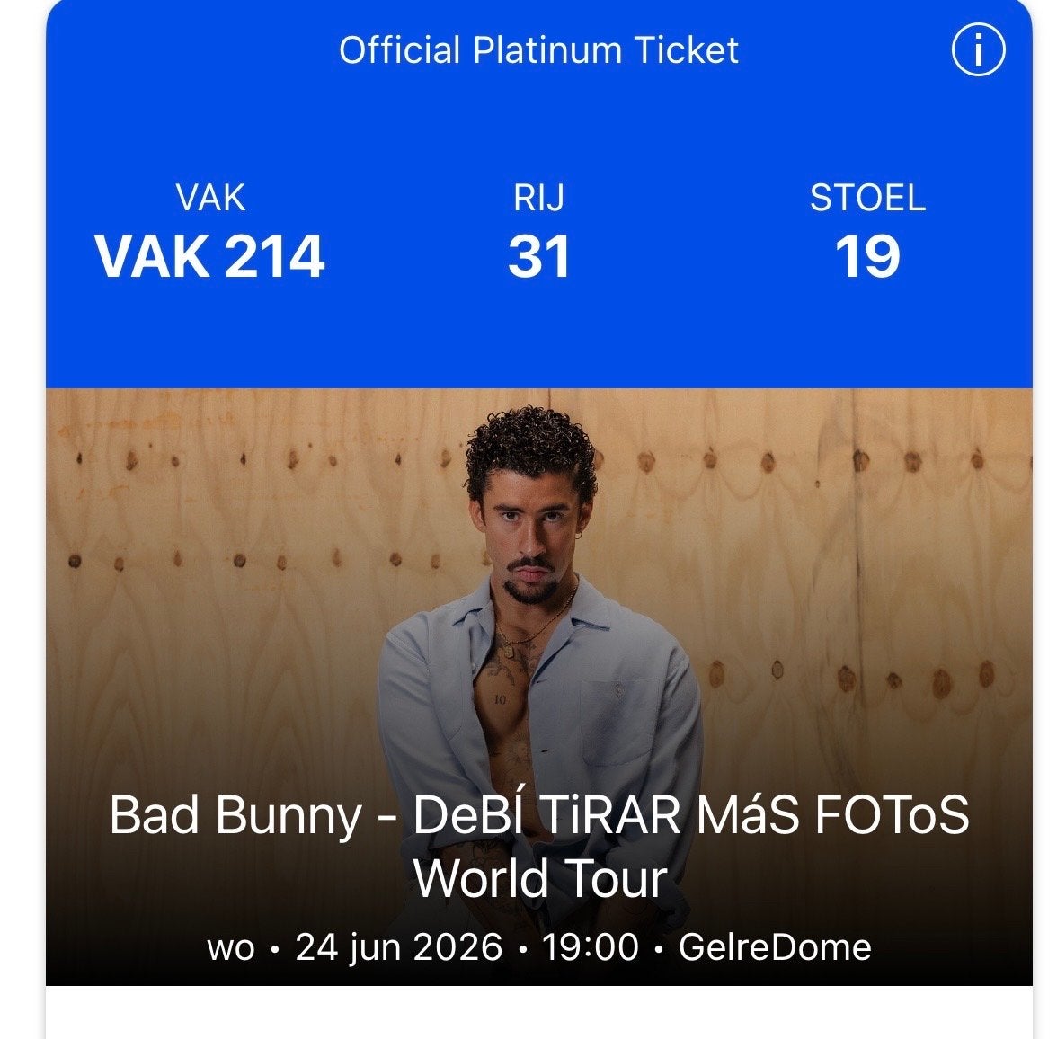 2 Bad Bunny platinum tickets - Gelderdome, Tickets en Kaartjes, Concerten | Pop, Twee personen, Juni