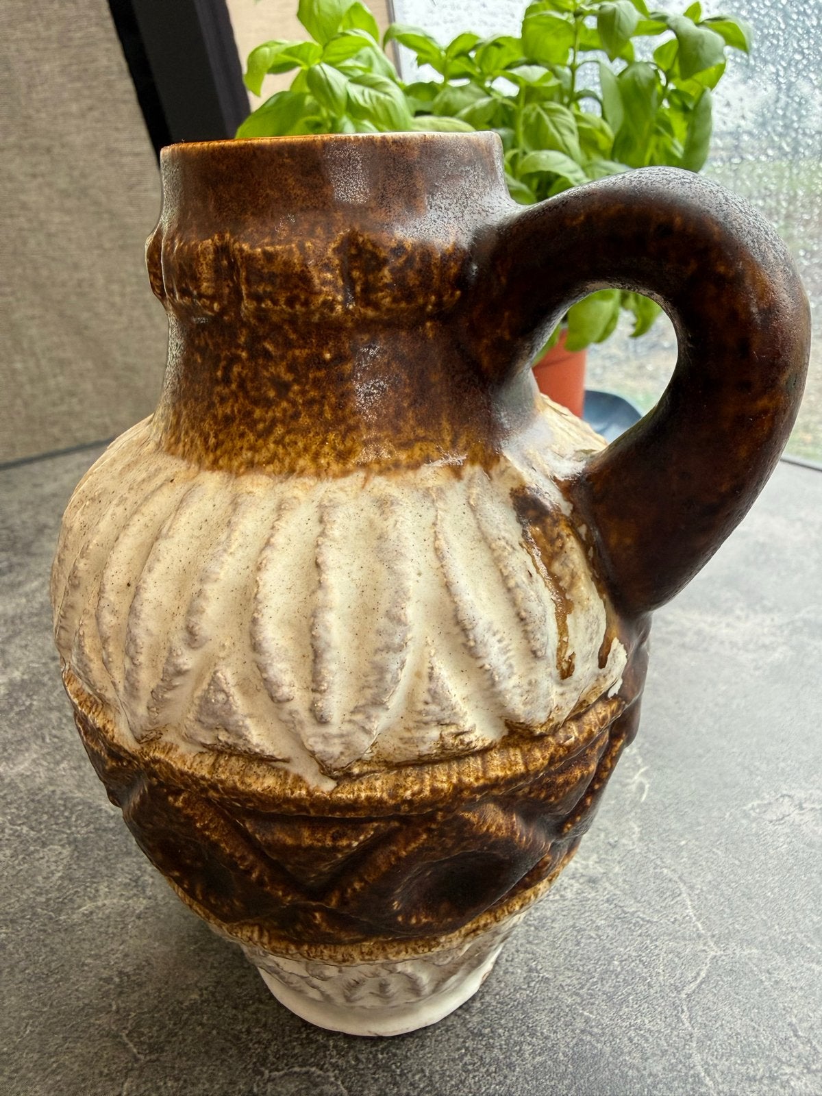 Vintage oorvaasje Bay Keramik W-Germany 17 cm H jaren 60/70, Ophalen of Verzenden