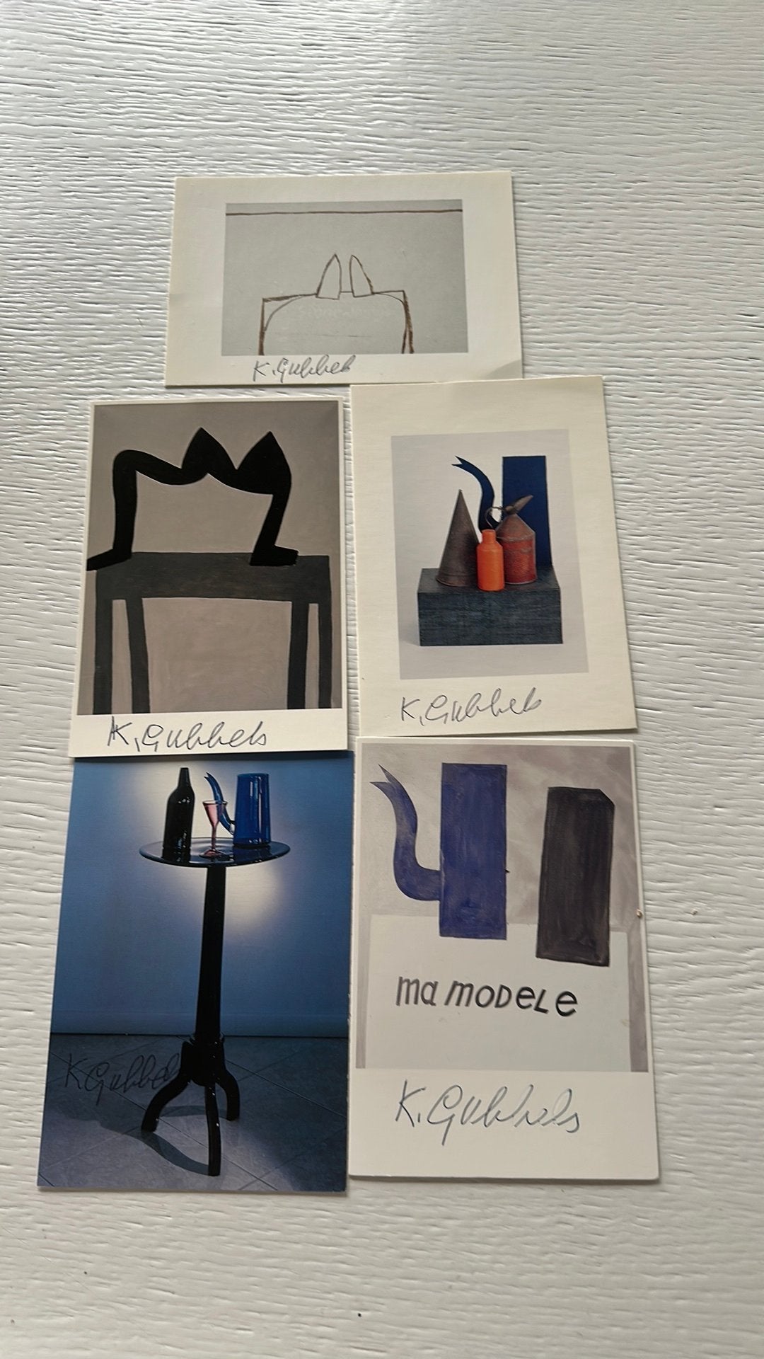 5 gesigneerde kunstkaarten uit archief Klaas Gubbels, Antiek en Kunst, Ophalen of Verzenden