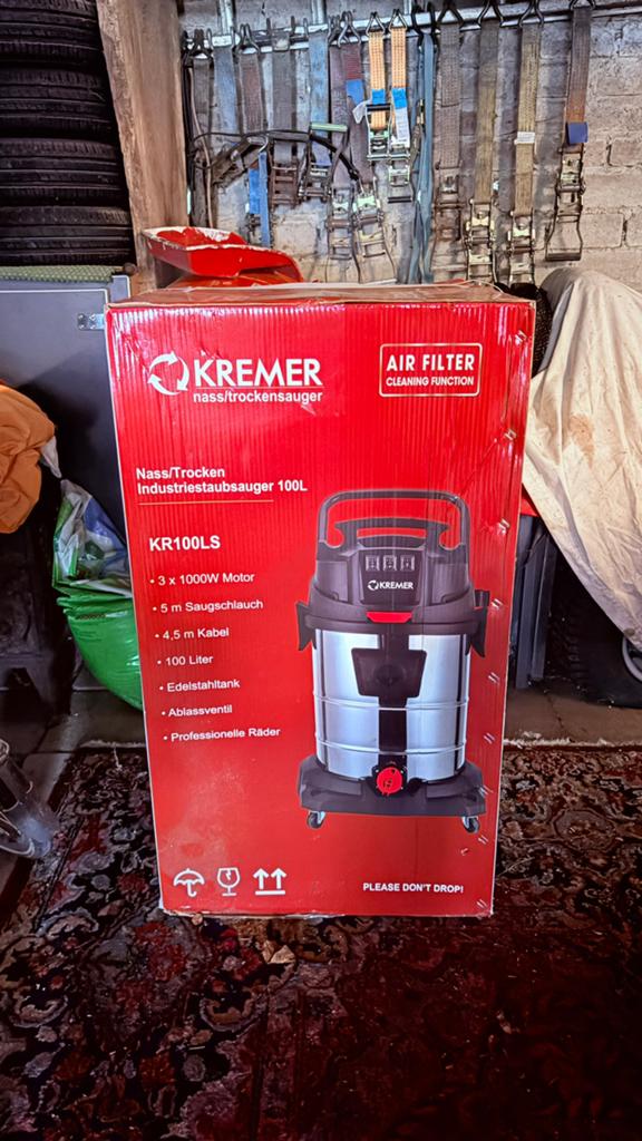 Kremer Industriële Stofzuiger 3000W 100L RVS Nat/Droog, Witgoed en Apparatuur, Stofzuigers, Nieuw, Ophalen of Verzenden, Industriële stofzuiger