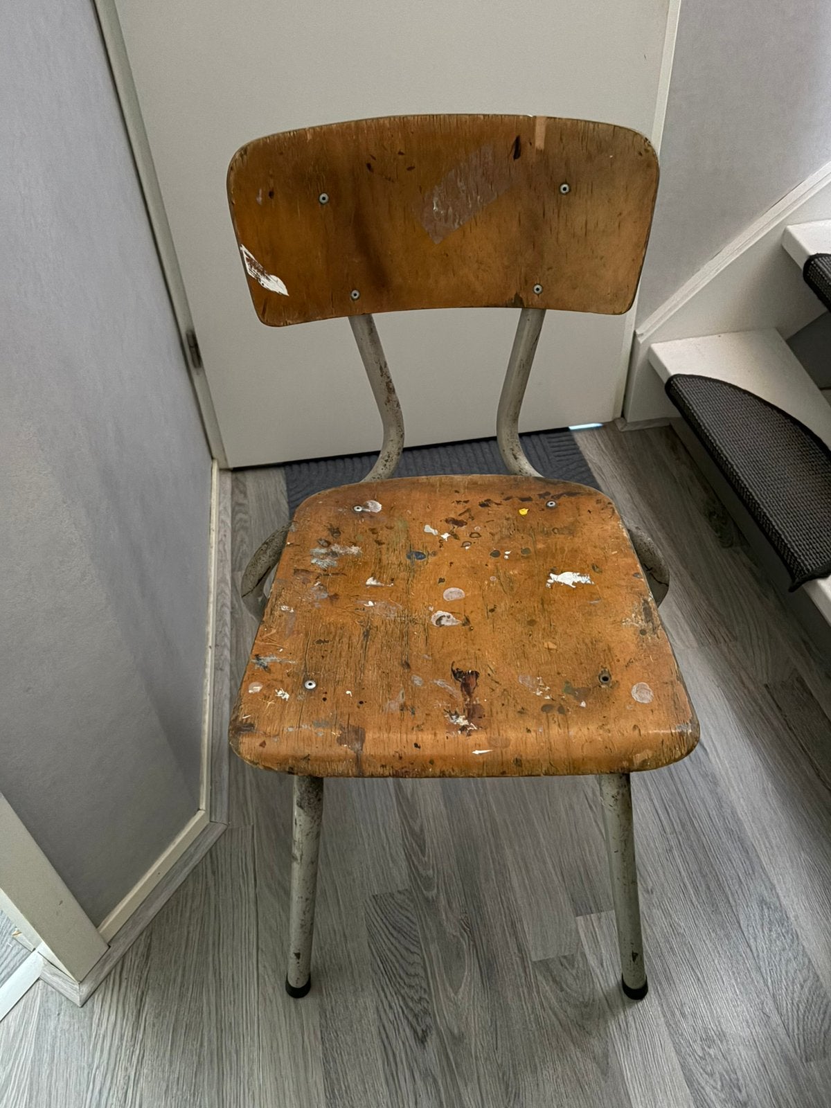 Vintage stoel zithoogte 50 cm, Ophalen, Gebruikt, Bruin, Metaal