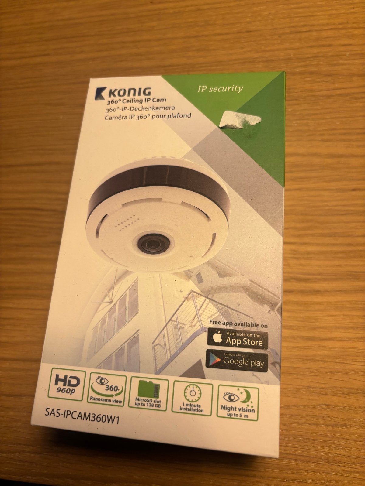 König 360 IP Camera - HD 960P Plafondcamera, Ophalen, Nieuw, Binnencamera