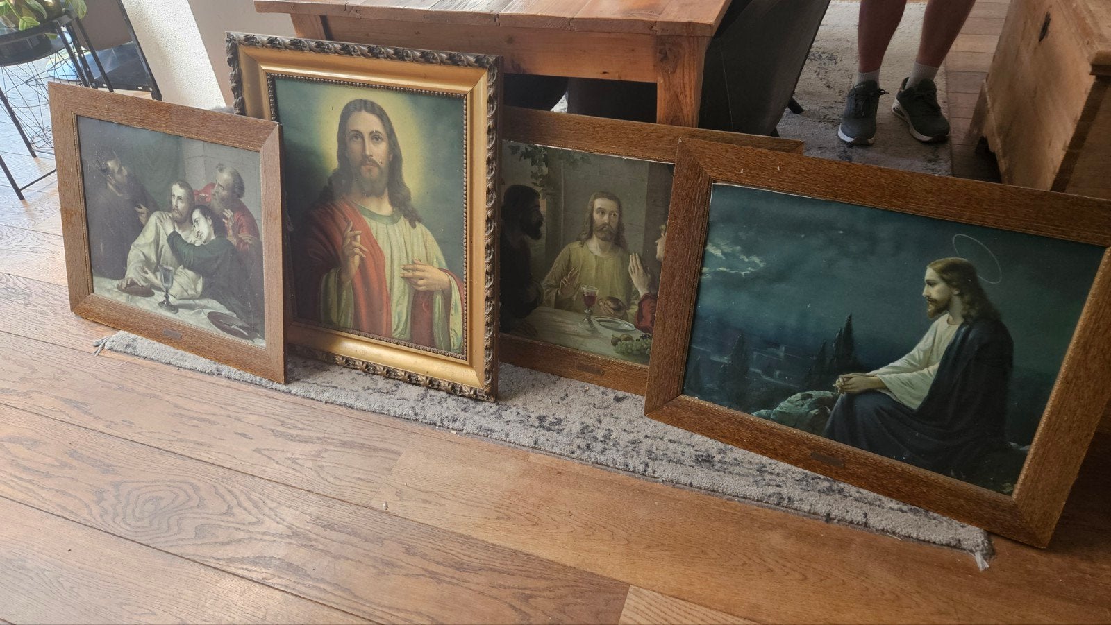 4 ingelijste religieuze afbeeldingen van Jezus, Antiek en Kunst, Antiek | Religie, Ophalen