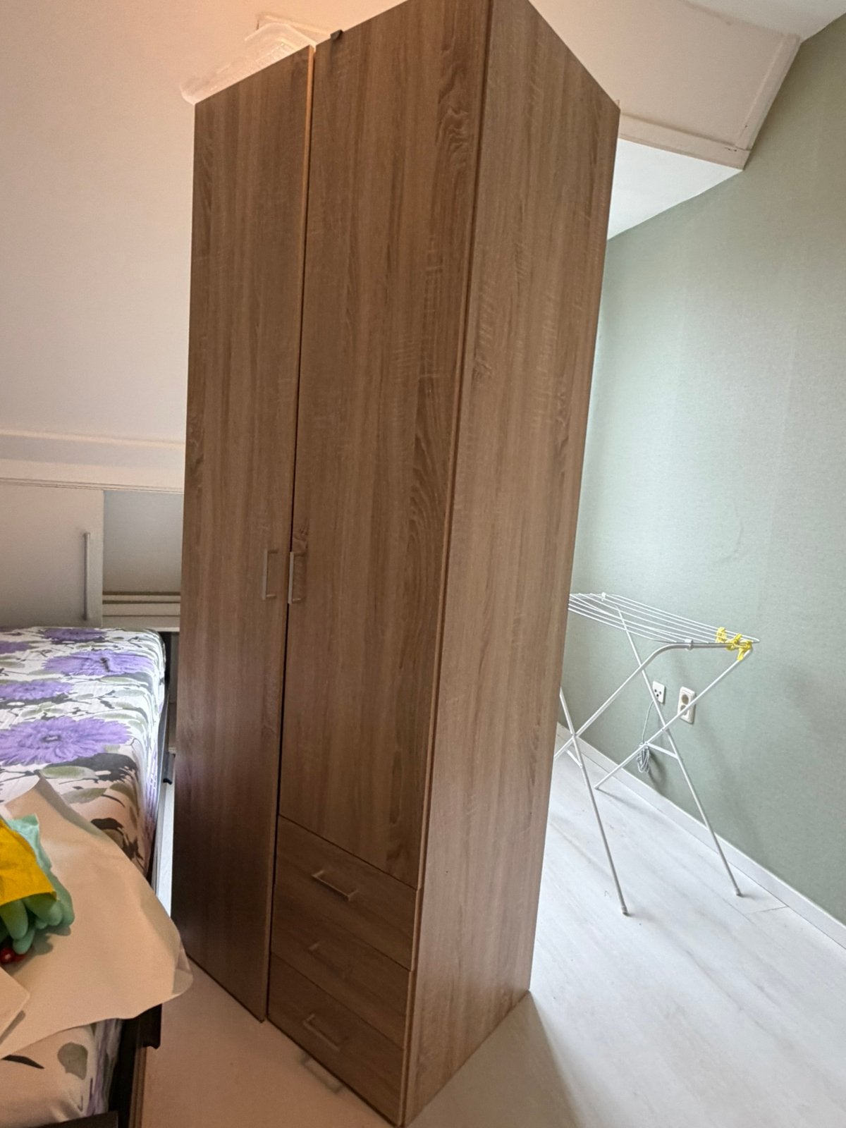 Kledingkast met 2 deuren en 3 lades – €35, Huis en Inrichting, Ophalen, Zo goed als nieuw, 50 tot 75 cm, 200 cm of meer
