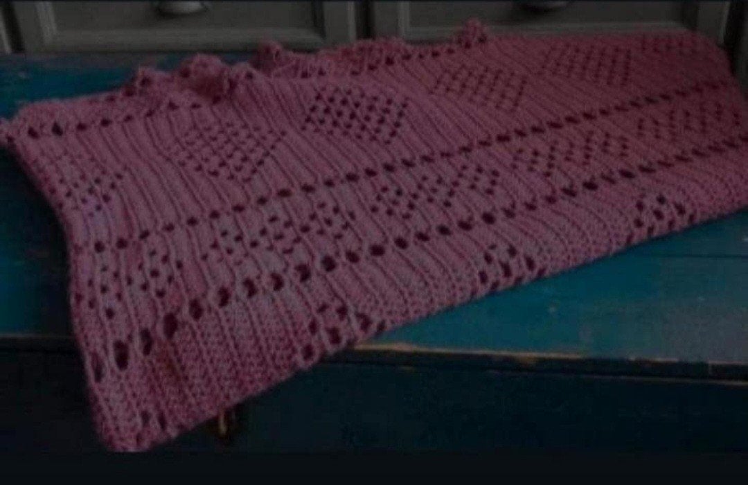 gehaakt Roze cerise plaid woondeken, Ophalen of Verzenden, Nieuw