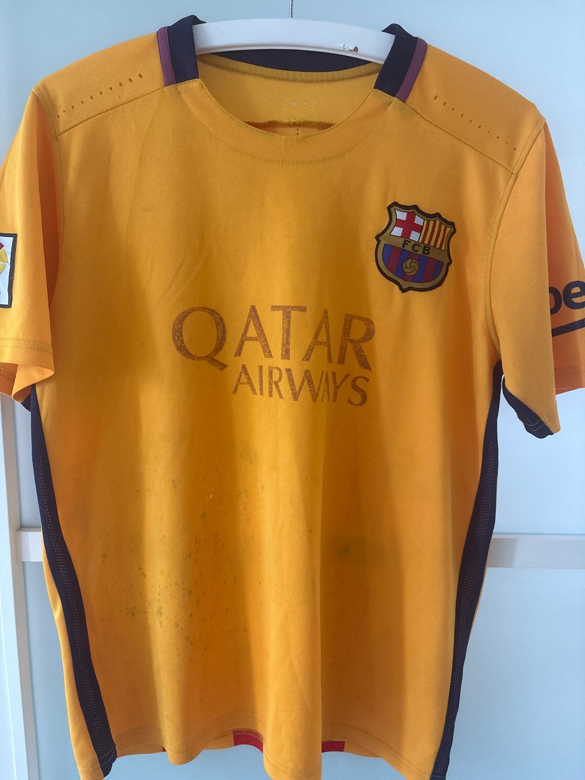 FC Barcelona Thuisshirt 2014/2015 - Geel/Oranje, Ophalen of Verzenden, Voetbal, Gedragen, Overige maten