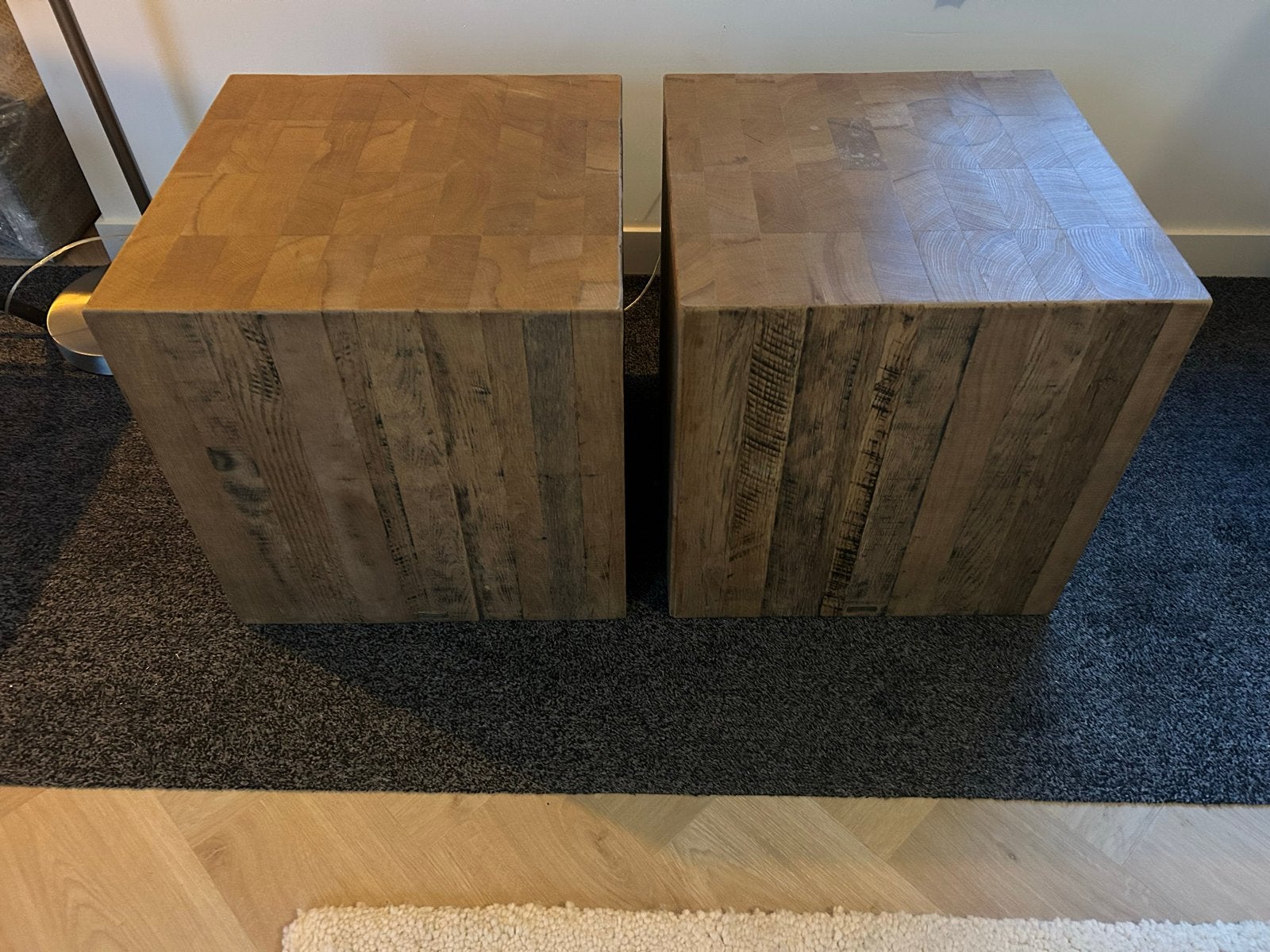 Rivièra Maison Set van 2 massief eiken bijzettafels, Huis en Inrichting, Ophalen, Minder dan 45 cm, Minder dan 55 cm, Gebruikt