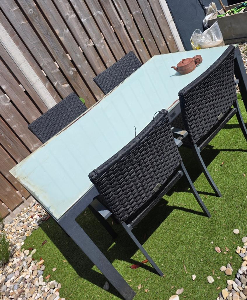 Tuinset met 4 stoelen - Collection Bois Le Duc, Ophalen, 4 zitplaatsen, Gebruikt, Wicker