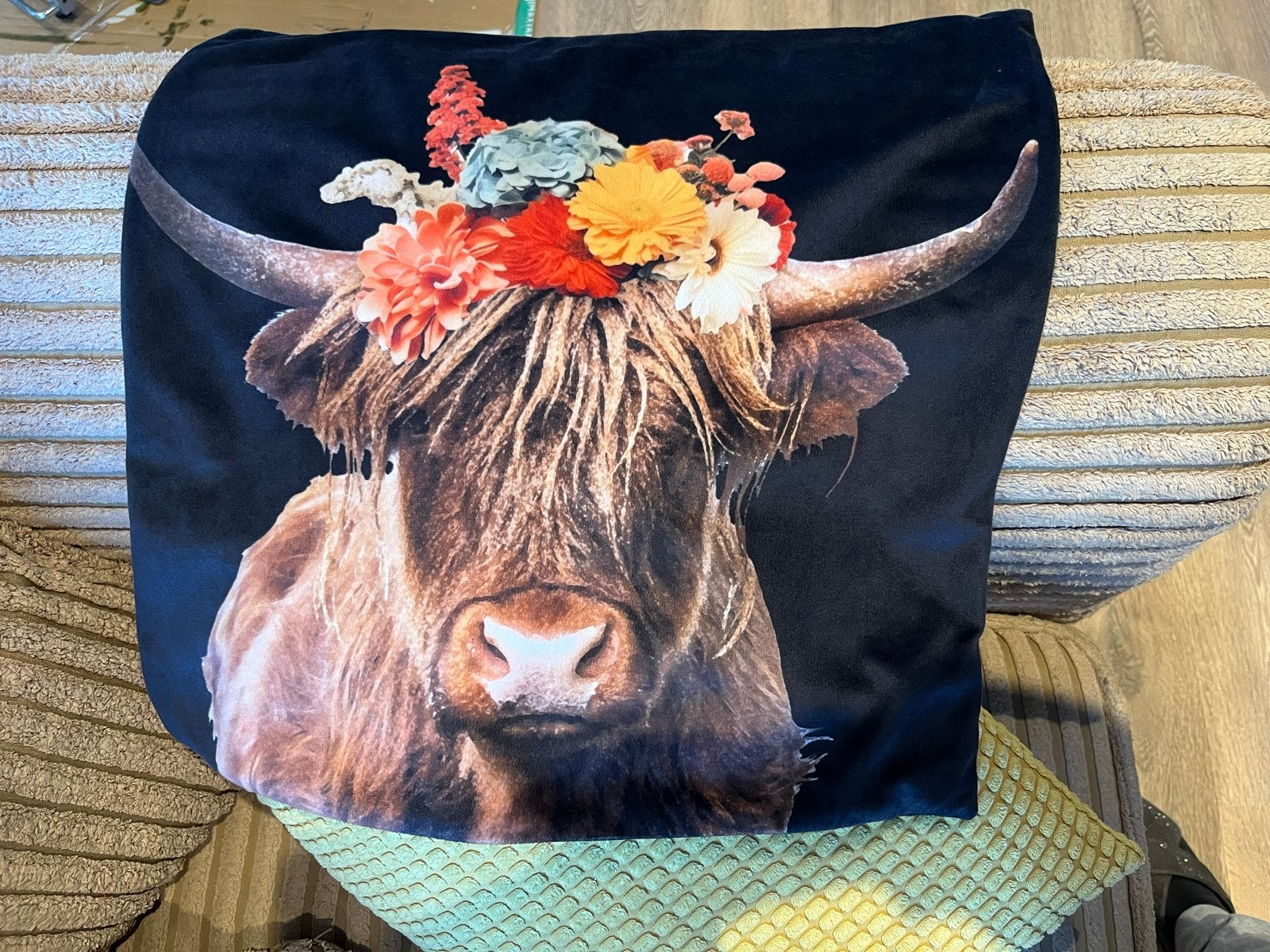 Kussenhoes met Schotse Hooglander print - 45x45 cm, Meerkleurig, Met print, Vierkant, Ophalen of Verzenden