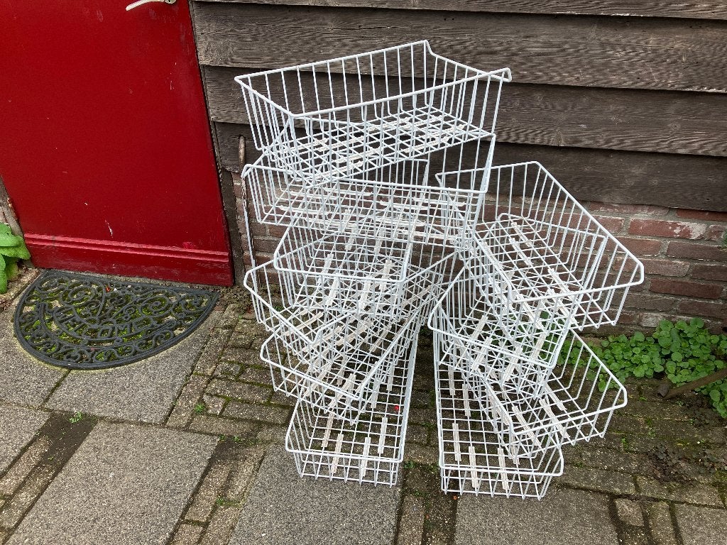 metalen rekjes wit met draadmand (10 stuks) vriesmand, Ophalen, Gebruikt