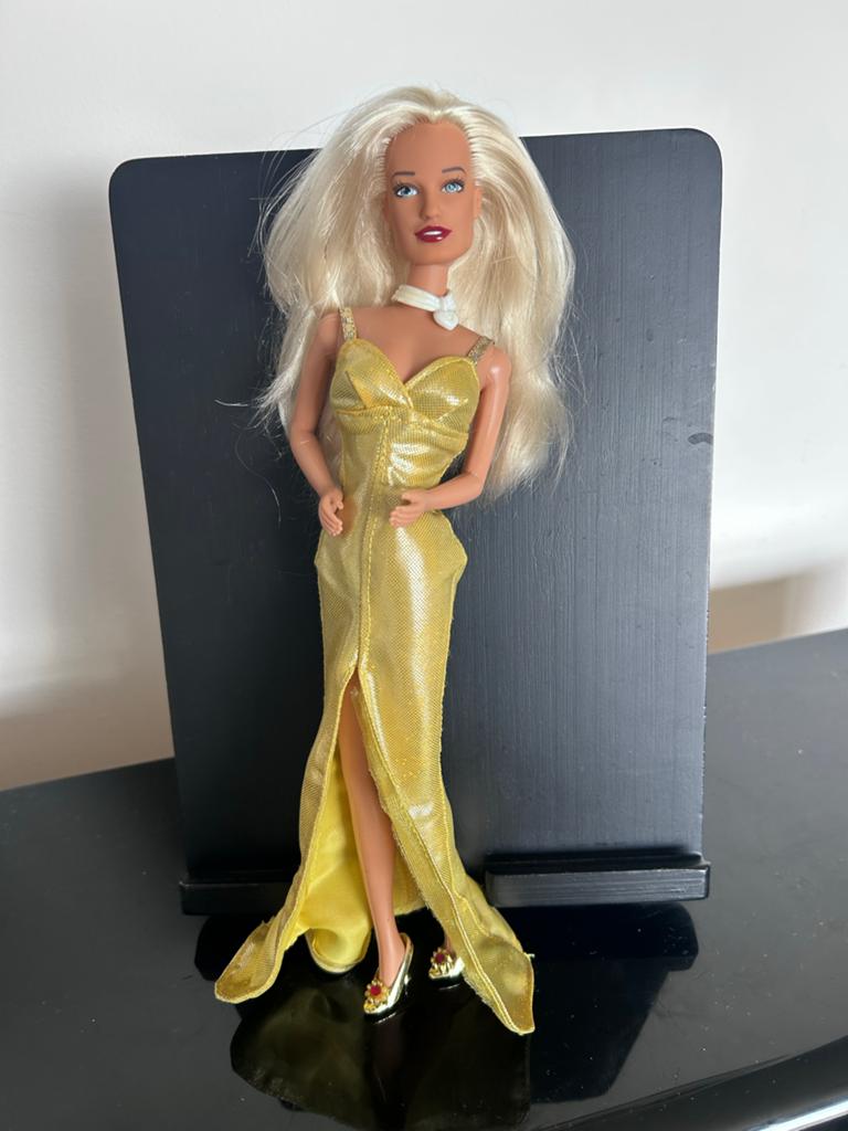 Pop Karen Mulder in gouden galajurk, Ophalen of Verzenden, Zo goed als nieuw, Barbie