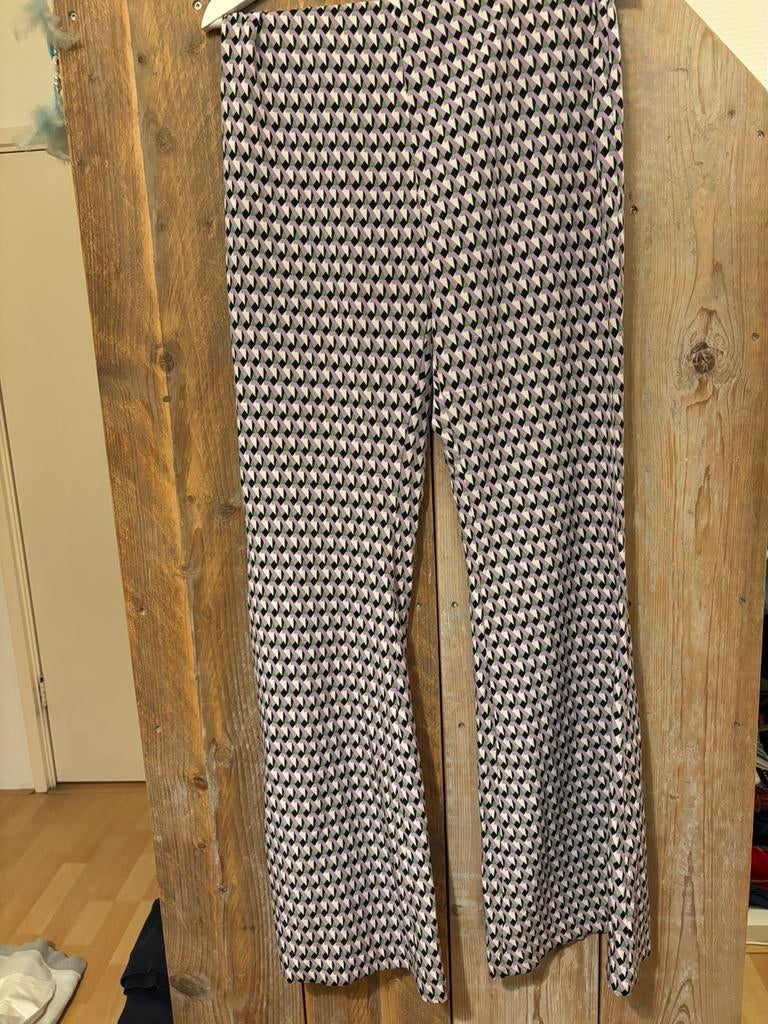 Stoffen flaire broek met patroon Loavies maat M., Maat 38/40 (M), Verzenden, Paars, Zo goed als nieuw