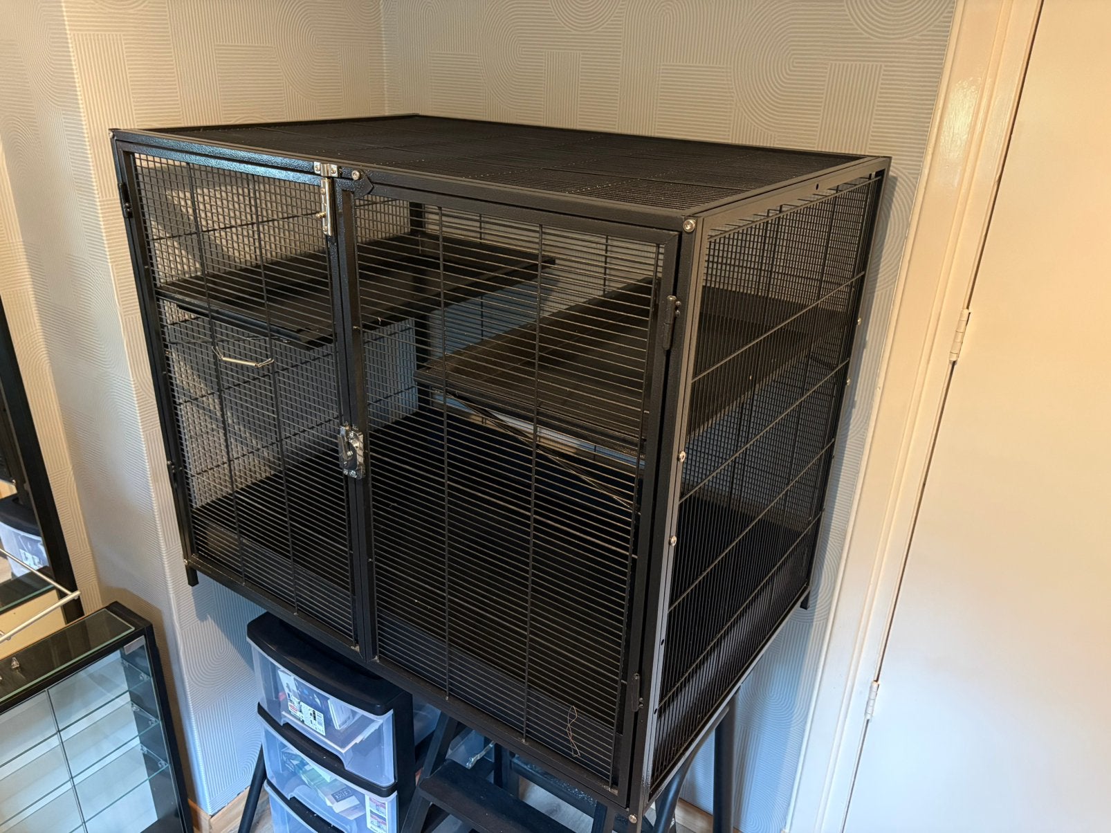 Grote rattenkooi, knaagdieren kooi, zwart, staal, Dieren en Toebehoren, Ophalen, Kooi, 60 tot 90 cm, Zo goed als nieuw