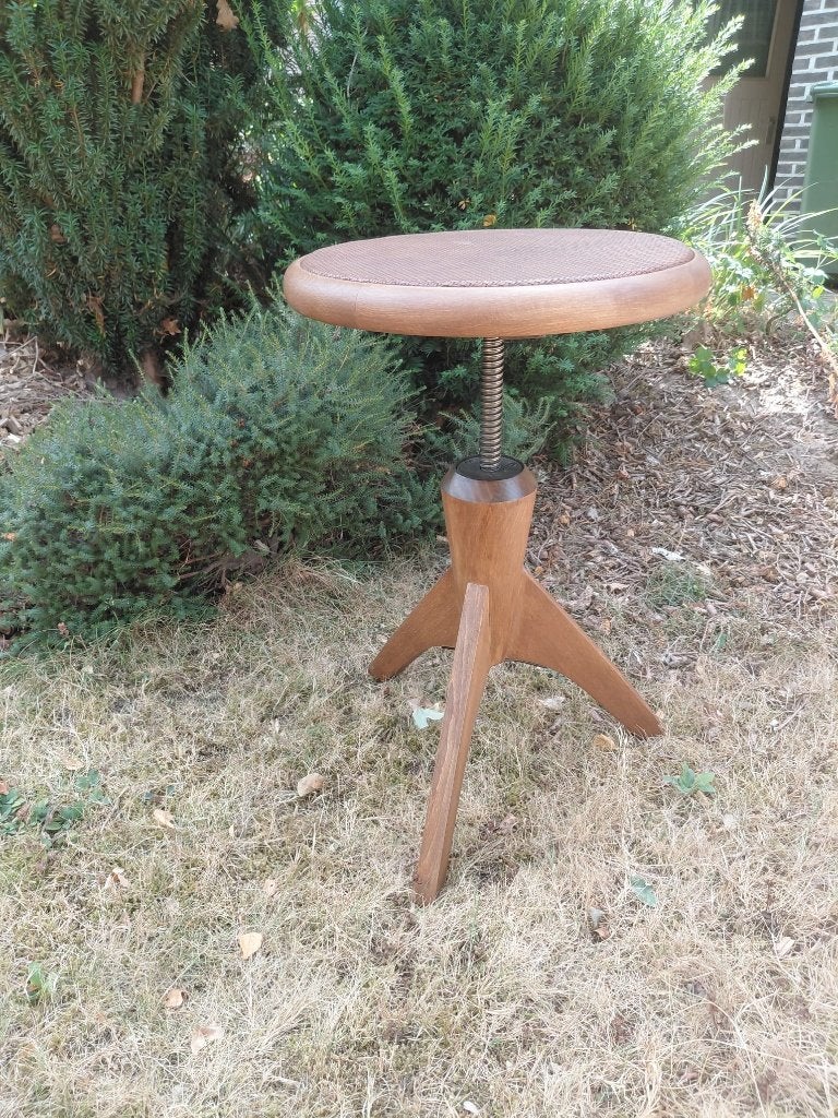 Vintage art deco stijl pianokruk in hard hout, Ophalen of Verzenden